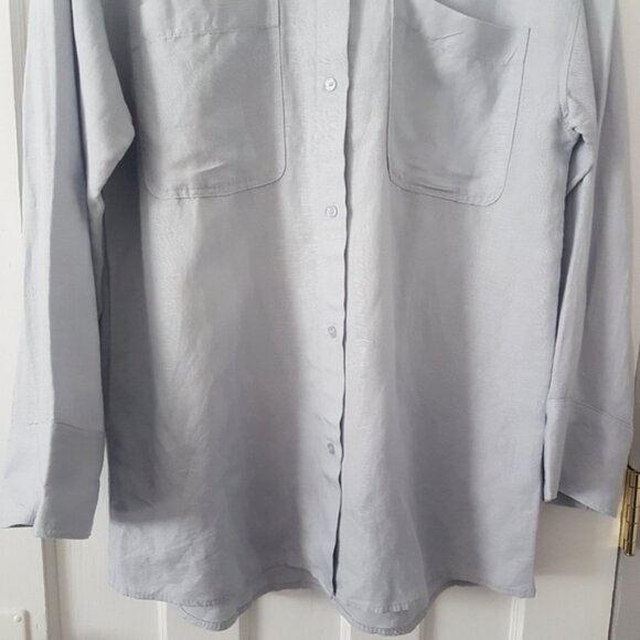 H&M Oversize Linen Viscose Blend Long Sleeve Button Up Shirt Sz XS - Picture 7 of 11